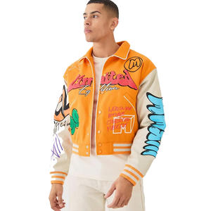 Chaqueta de béisbol de invierno con grafiti de alta calidad personalizada para hombre Logotipo frontal estilo Letterman Varsity High Street totalmente personalizable - Product Image 1
