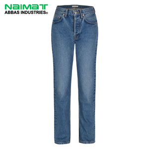 High Waisted Women Jeans Pants Classic Straight Leg Denim Trousers Casual Blue Pockets Comfort Slim Fit Jeans - Product Image 1
