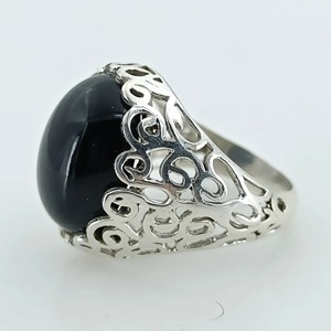 Black Onyx <b>Ring</b> 925 Sterling <b>Silver</b> Handmade Boho <b>Statement</b> Promise <b>Ring</b> for Women Natural Oval Black Onyx <b>Ring</b> July Birthstone - Product Image 2
