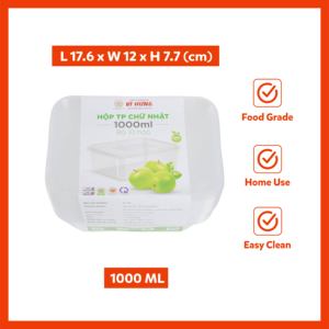Freshness Seal 1000ml Reusable Waterproof BPA Free Food-To-Go Box Clear Injection-Molded Plastic <b>Container</b> Rectangular Carryout - Product Image 1