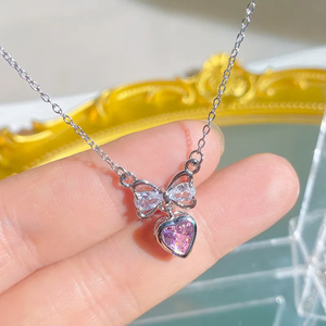 สร้อยคอรูปหัวใจสำหรับผู้หญิง ทำจากสแตนเลส 304 ชุบ K สีขาว ความหนา 0.03µm ประดับด้วยเพทายบนสายเคเบิล - Product Image 6