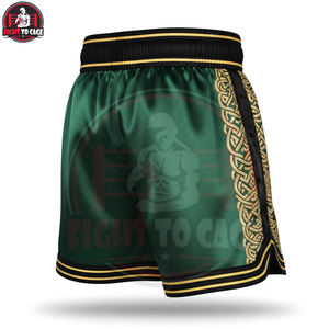 กางเกงชกมวยสีเขียวเมทัลลิกทอง คุณภาพพรีเมียม ผลิตจากโพลีเอสเตอร์ระบายอากาศได้ดี รับผลิตแบบ OEM/ODM พร้อมบริการสกรีนโลโก้ สำหรับมืออาชีพ - Product Image 3