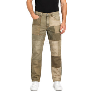 Pantalones Vaqueros de Alta Calidad con Diseño de Parches para Hombre, Corte Relajado, Mezcla de Algodón, Bolsillos, Estilo Casual, Duraderos para Uso Diario - Product Image 4