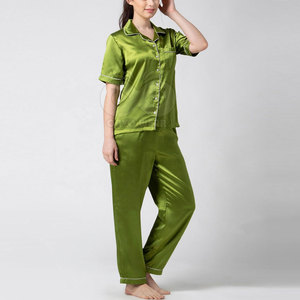 Ensemble de vêtements de détente en satin de qualité supérieure pour femmes, pyjama deux pièces, chemise et pantalon, vêtements décontractés pour la maison - Product Image 2
