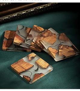 Posavasos cuadrados de resina de madera de alta calidad Set Ocean Effect Decorativo Angel Style para International F S - Product Image 6