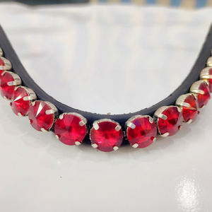 สายคาดศีรษะม้าประดับคริสตัลสีแดงราชวงศ์ ทำด้วยมือ คุณภาพสำหรับงานแสดงขี่ม้า - Product Image 1