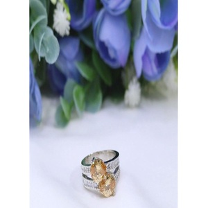 Beautiful Premium Quality Brass <b>Silver</b> Plated Moissanite Stone Look <b>Adjustable</b> Trendy Wedding <b>Ring</b> for Women - Product Image 1