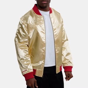 Chaqueta Varsity de Seda Satinada de Alta Calidad para Hombre, Cuello Alto, Color Sólido, con Colores Personalizados, Venta al Por Mayor - Product Image 5