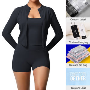 Ensemble de yoga 3 pièces pour femmes grandes tailles, couleur unie, écologique, respirant, leggings de sport à compression abdominale haute élasticité - Product Image 3