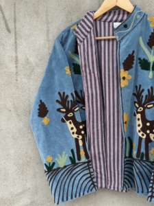 Eco-Friendly Breathable Cotton Suzani <b>Jacket</b> <b>Women</b> Hand Embroidered Floral Motif Bohemian Autumn Winter O-Neck Fashion Bomber - Product Image 6