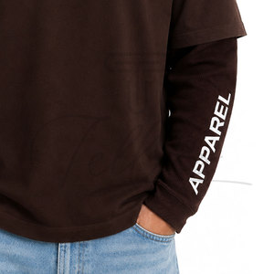 Camiseta para hombre de algodón, manga larga, color sólido, ropa masculina, manga completa - Product Image 3
