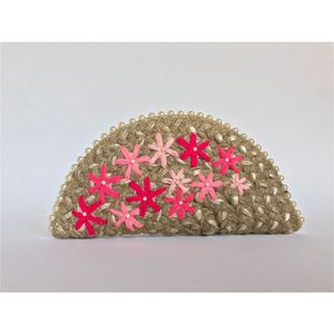 Factory Supply Womens Clutch Handmade Floral Embroidered Ethnic <b>Purse</b> Party & Wedding Handbag Eco-Friendly Woven Straw - Product Image 5