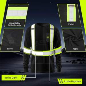 Chemises de sécurité haute visibilité à manches longues, respirantes, à séchage rapide, réfléchissantes, NFPA2112/CAT2 ANSI Classe 1, LED Flash, imperméables, FR, pour hommes - Product Image 2