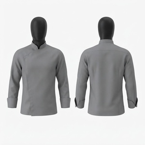 เสื้อเชฟพรีเมียม 200 GSM ผ้าโพลีคอตตอน แขนสั้น คอจีน ชุดยูนิฟอร์มครัว พิมพ์ลายซิลค์สกรีน ปักโลโก้ตามสั่ง - Product Image 1