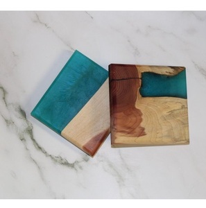 Posavasos de madera de acacia y resina estilo americano, juegos de posavasos para tazas de té y café para el hogar, uso en cocina, ¡los más vendidos de Address Craft! - Product Image 6