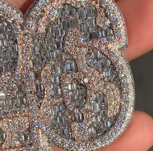 จี้เงินประดับเพชรแบบ Iced Out 1000 ดอลลาร์ เครื่องประดับฮิปฮอป โมอิสซาไนต์ ไมโครเพฟ ประดับเพชรระยิบระยับ ชุบทองคำขาว รับรองโดย GRA - Product Image 3