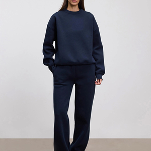 Sudadera Oversize de Cuello Redondo para Mujer, Color Sólido, Tejido de Algodón, Manga Larga, para Otoño, Transpirable, con Bolsillos, Corte Regular - Product Image 1