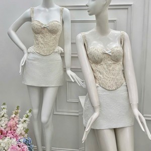 Ensemble jupe et bustier sans manches à imprimé floral vintage élégant pour femme, tenue d'été pour soirée ou rendez-vous, court, 2 pièces, polyester/coton - Product Image 3