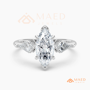 Bague de fiançailles en argent 925 avec moissanite marquise, bague de mariage à trois pierres, bijoux de mariée, cadeau pour femme, luxe américain - Product Image 5
