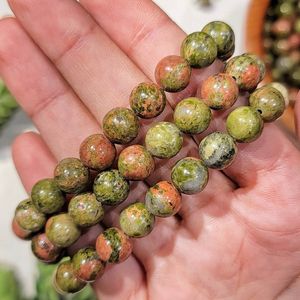 Unakite Beaded <b>Bracelet</b> Natural <b>Stone</b> Bohemian Style Everyday Wear Unisex Jewelry - Product Image 5