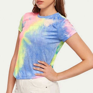 Summer Casual Wear Premium Quality Tie <b>Dye</b> T-Shirt For Women Lightweight Durable <b>Material</b> Lightweight Tie <b>Dye</b> T-Shirt - Product Image 2