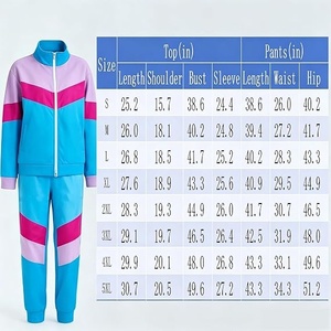 Ensemble de survêtement pour filles avec blocs de couleur, veste à fermeture éclair à manches longues, pantalon avec poches latérales, style sportif, polyester, vêtements de printemps - Product Image 4