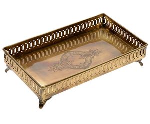 Plateau en laiton artisanal, plat de service en métal fait main, vaisselle décorative de luxe pour la maison, la cuisine et la présentation en restaurant - Product Image 1