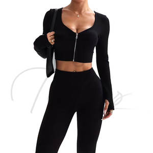 Conjunto de Yoga de 5 Piezas para Mujer al por Mayor, Ropa Deportiva con Logotipo Personalizado, Top de Manga Larga, Leggings Levanta Glúteos, Ropa de Gimnasio, Traje de Entrenamiento - Product Image 1