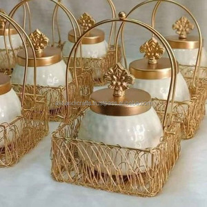 Round Metal Storage Dry Fruit Jars with Pink Floral Design and <b>Crystal</b> <b>Knobs</b> for Table Decoration - Product Image 4