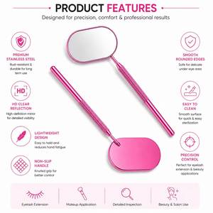Miroir de maquillage ovale rose avec poignée texturée pour une application précise - Product Image 6