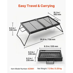 Grille de camping pliable robuste de 24 pouces en acier, équipement compact pour foyer de camping - Product Image 2
