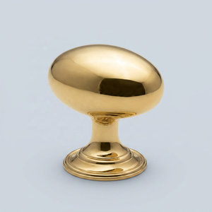 Luxury Brass Oval Cabinet Knob with Square Backplate Shiny Gold Polished Modern Design Furniture hardware Handle Dresser pulls - Product Image 1