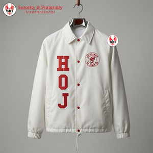 Chaqueta Universitaria para Mujer HOJ Heroines Of Jericho, Roja y Blanca, Manga Larga, Cierre de Botones, Cuello Camisero, Relleno de Poliéster, para Otoño - Product Image 2