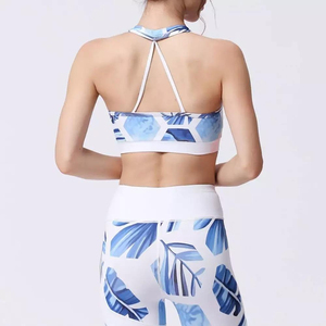 Conjunto de yoga informal de 2 piezas con tiras cruzadas estampadas, ropa cómoda y elástica para entrenamiento, conjunto de yoga para mujer, conjuntos deportivos para mujer - Product Image 5