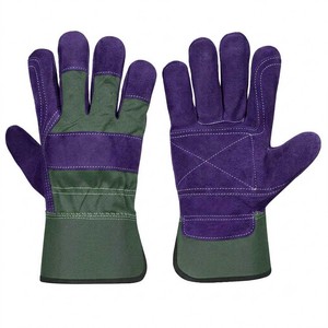 Guantes de Seguridad de Cuero STALWART IMPEX, 11 oz, Morado y Verde, Resistentes a la Abrasión, Antideslizantes, de Uso General, con Puño Recto, Nivel de Protección Contra Impactos - Product Image 1