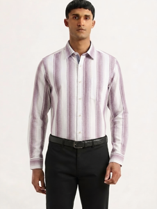 Enovate <b>Men's</b> Adult Double Breasted Full Sleeve Breathable 100% Cotton Woven Summer Casual <b>Shirt</b> Stripes Back Neck Logo - Product Image 2