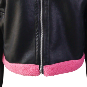 Veste en cuir PU courte AKA noire pour femme, style moto zippée, manches longues, coupe ajustée, décontractée, streetwear, mode, vêtement d'extérieur élégant - Product Image 5