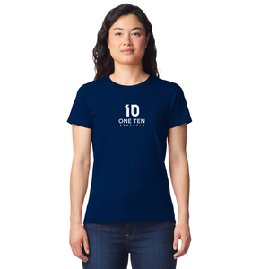 Camiseta de Mujer de Peso Medio en Color Azul Marino, Camiseta de Manga Corta de Algodón Suave, Top Básico Informal y Cómodo, Calidad Premium - Product Image 1