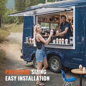 Finestra di Servizio in Alluminio per Food Truck 48"x36" con Tenda e Gancio di Traino per Stand da 85 cm - Adatta per Negozi di Alimentari - Product Image 2