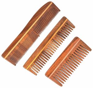 Peine de madera de Neem hecho a mano con dientes anchos para el cuidado del cabello a precio mayorista - Product Image 1