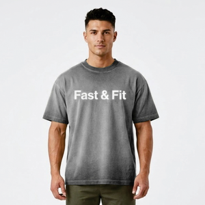 T-shirt imprimé streetwear personnalisé de haute qualité, effet délavé, pour homme, fitness et tenue décontractée, t-shirt confortable pour homme - Product Image 1