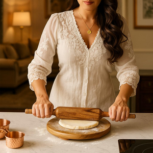 Planche à rouler ronde en bois Chakla Belan et rouleau à pâtisserie en bois pour la préparation de la pâte à roti chapati - Product Image 3