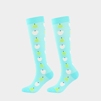 Vente en gros de bas de compression de haute qualité, hauteur genou, avec logo personnalisé, motif fruits, pour le sport, multicolores