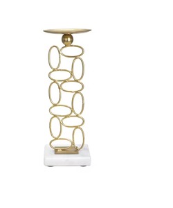 Support de bougie ovale en laiton personnalisable en gros avec base en marbre, décoration moderne pour la maison - Product Image 1