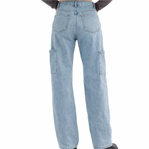 Women <b>Vintage</b> <b>Flare</b> High Waist Loose Fit Denim <b>Jeans</b> Eco-Friendly Waterproof Quick Dry Comfortable Casual Style Full Length - Product Image 5