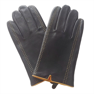 Gants de travail en cuir, texture lisse, antidérapants, durables, usage général, poignets droits - Product Image 5