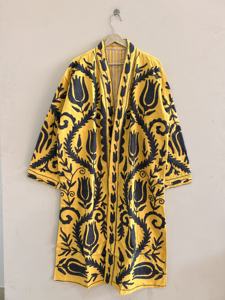 Chaqueta Larga Ligera Bordada a Mano, Estilo Suzani, de Algodón, para Mujer, Estilo Boho, Étnico, Indio, Venta al Por Mayor - Product Image 3