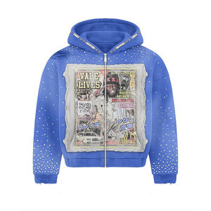 <b>Pink</b> Hooded Zip-Up <b>Sweatshirt</b> with Graphic Print Regular Fit Streetwear Fleece Unisex Winter Eco-Friendly 100% Cotton Long - Product Image 5