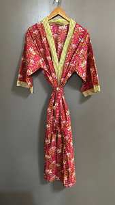 Robe kimono en coton à imprimé floral bohème, vêtement de détente élégant et décontracté - Product Image 5