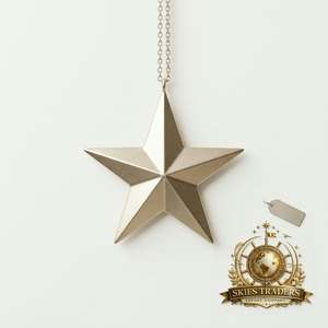 Étoile de Noël en métal doré gravée, 8 branches, ornement suspendu vintage en laiton pour décoration de sapin de Noël, vente en gros - Product Image 4